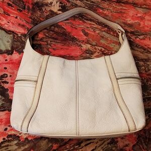 Tignanello Cream Leather Hobo Bag